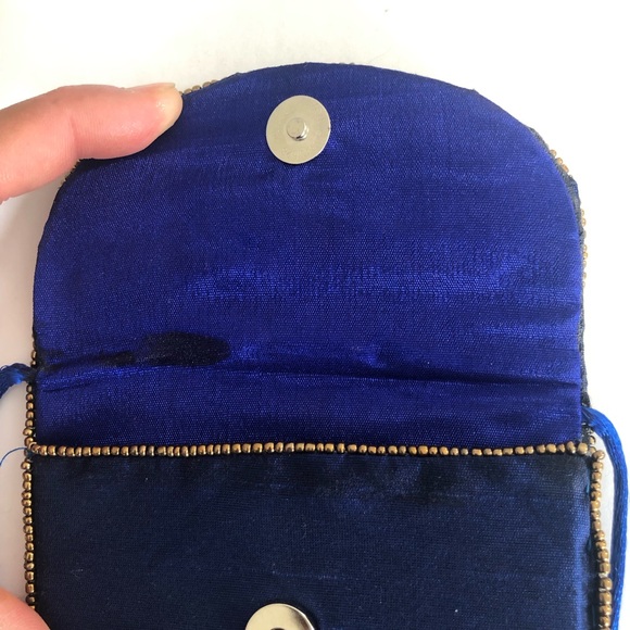 idealway Bohemian Beaded Crossbody Phone Bag for Women Girls blue and gold - Picture 9 of 10